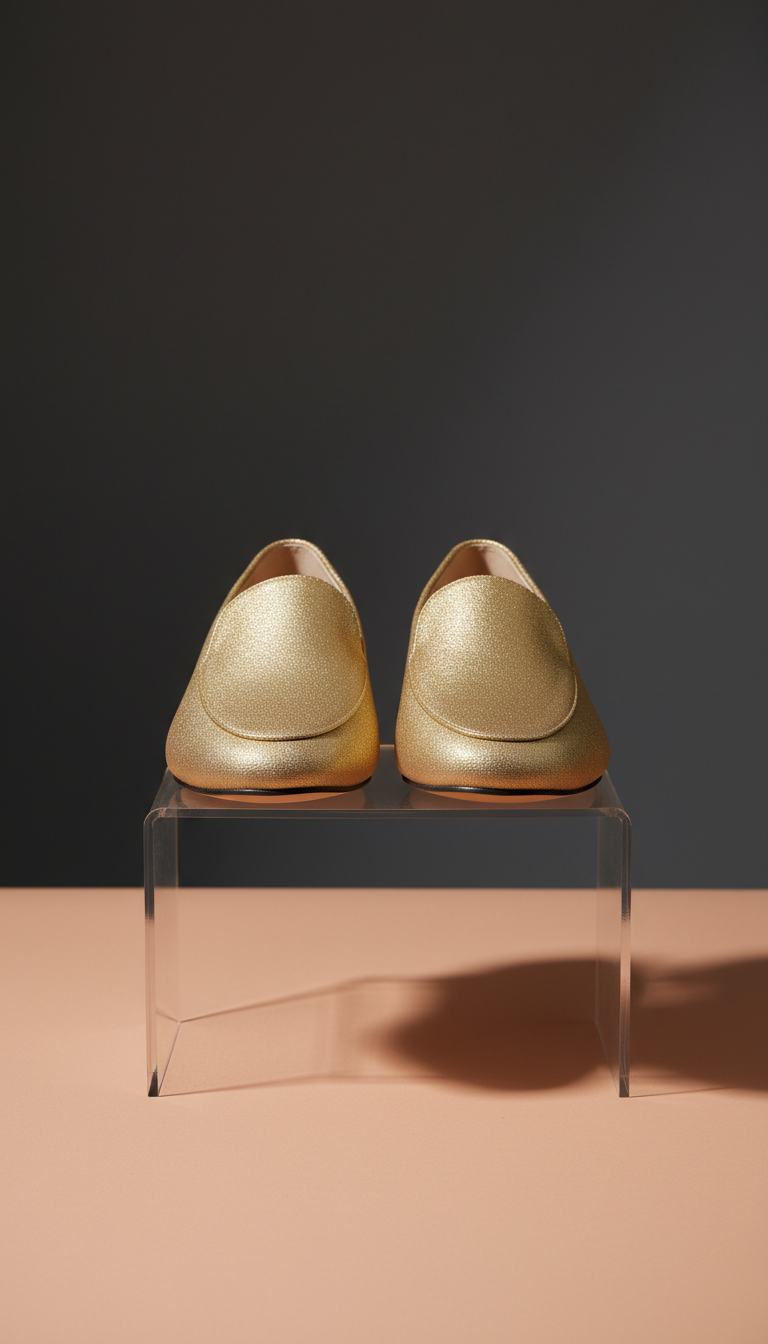Mocassin minimaliste doré éclat soleil